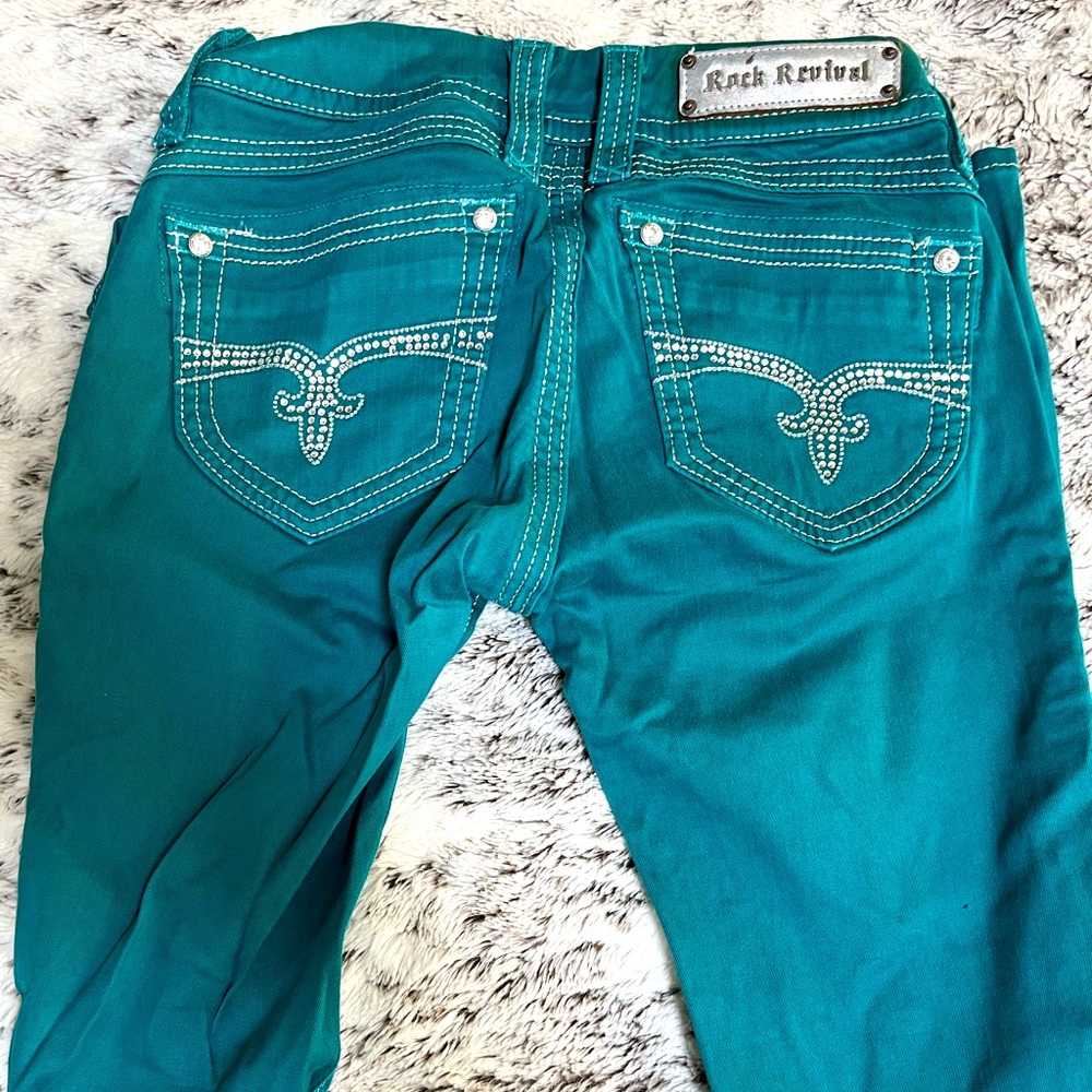 Rock Revival teal blue jeans size 27